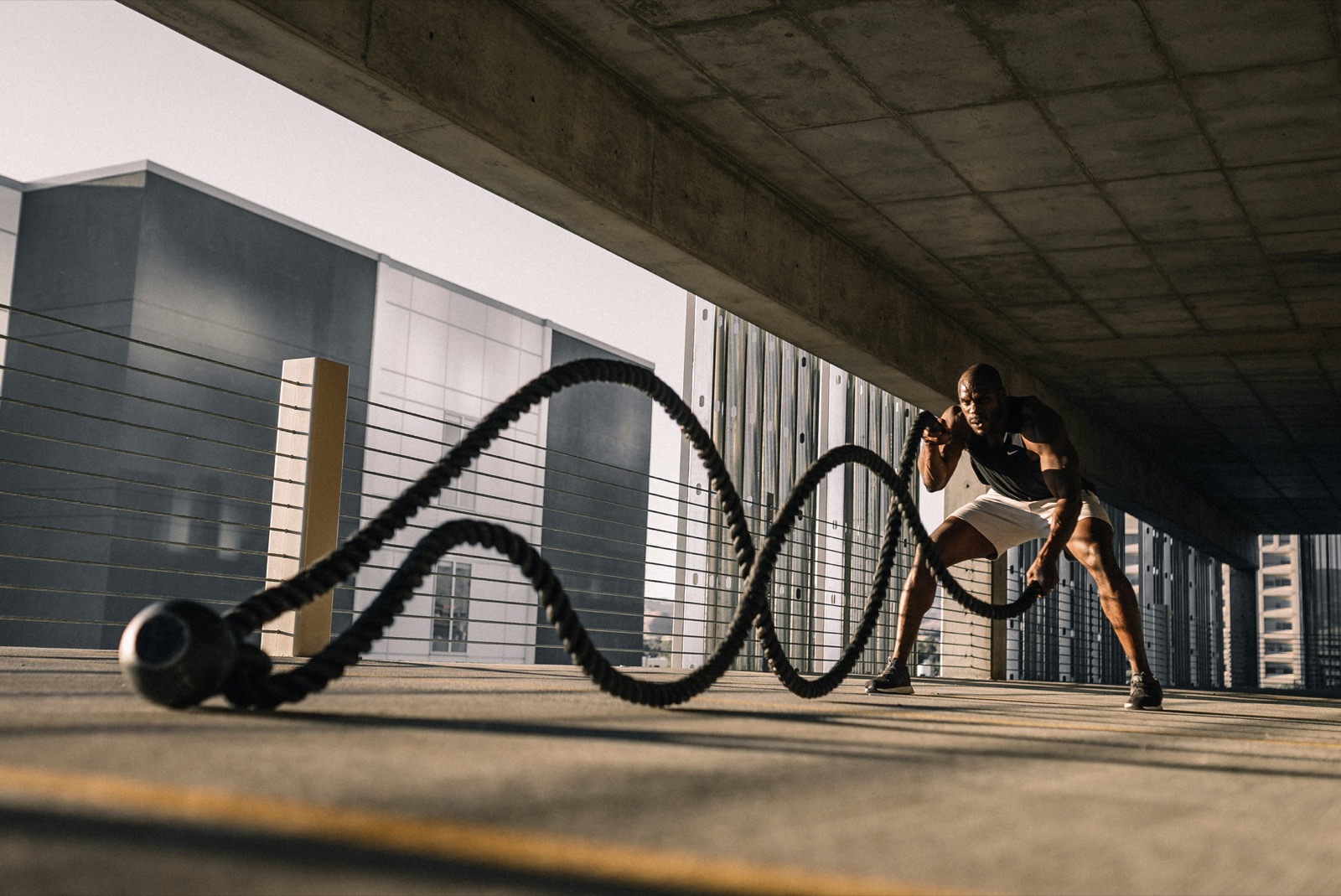 Battle rope training session